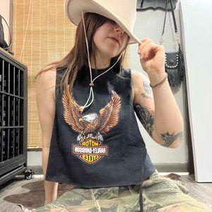 Vintage Crop Eagle Harley Davidson Cut Off Tank Tee
Western Biker Cowboy